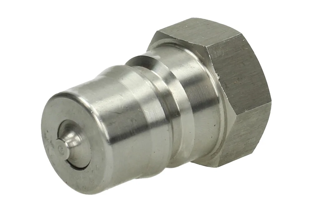 ISO-B quick coupling plug with female BSP thread with valve, AISI 316 steel, DRAGON, type IB