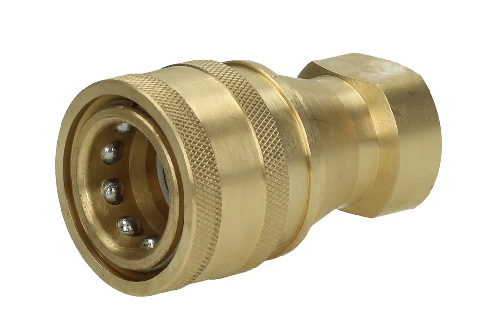 ISO-B quick coupling socket with BSP female thread with valve, brass, DRAGON, type IB