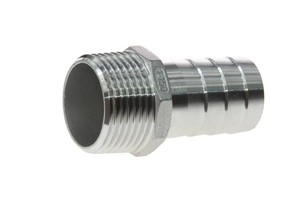 Hose tail with male BSPT thread, stainless steel, type VT123