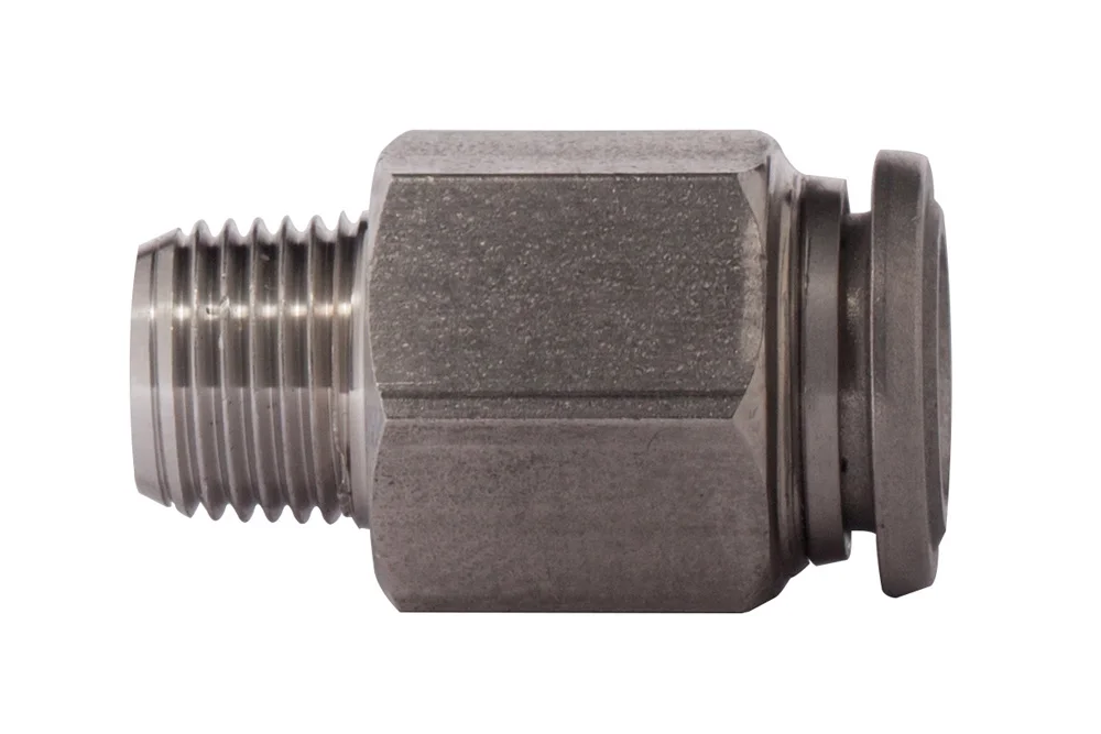 Straight push-in fitting with male BSPT thread, stainless steel, AI-60000
