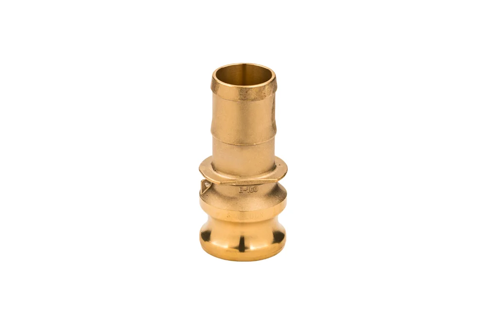 CAMLOCK coupling plug E with serrated hose tail, brass