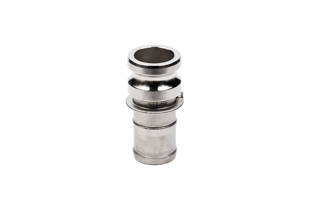 CAMLOCK coupling plug E with serrated hose tail, stainless steel