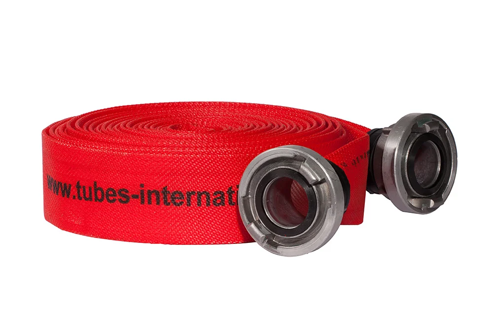 Coated flat fire hose with FIRE UNIVERSAL PU couplings