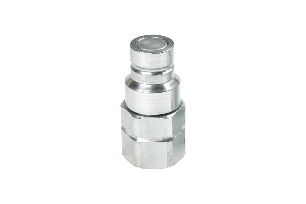 ISO-F hydraulic quick coupling plug with female BSP thread, carbon steel, type PLT1
