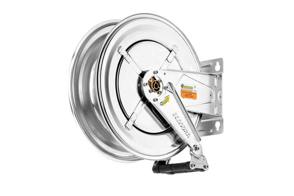 Automatic drum hose reel ECODORA E-434, stainless steel