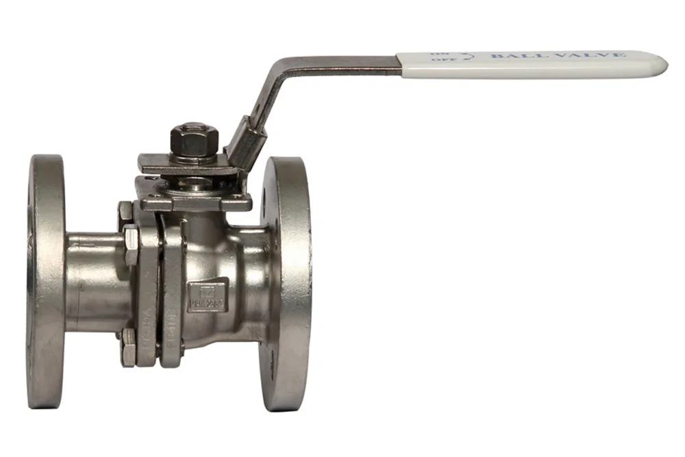 Flanged ball valve, locking lever and ISO 5211 flange, stainless steel, type 2019S