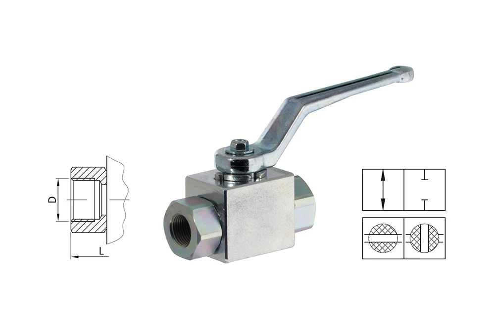 Two-way hydraulic valve with female thread BSP, type BKH