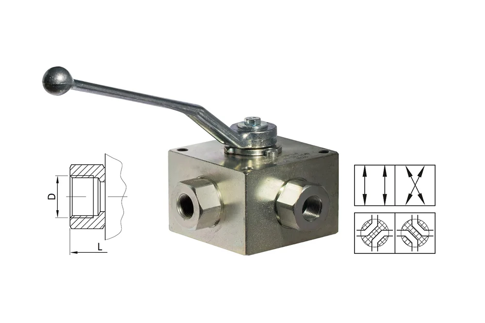 Four-way hydraulic valve "X" with female BSP thread, type MKHX