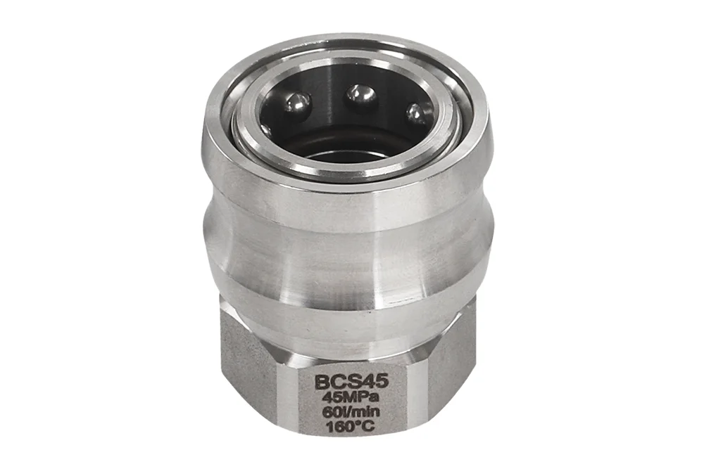 High-pressure quick coupling socket with female thread BSP, stainless steel, type BCS