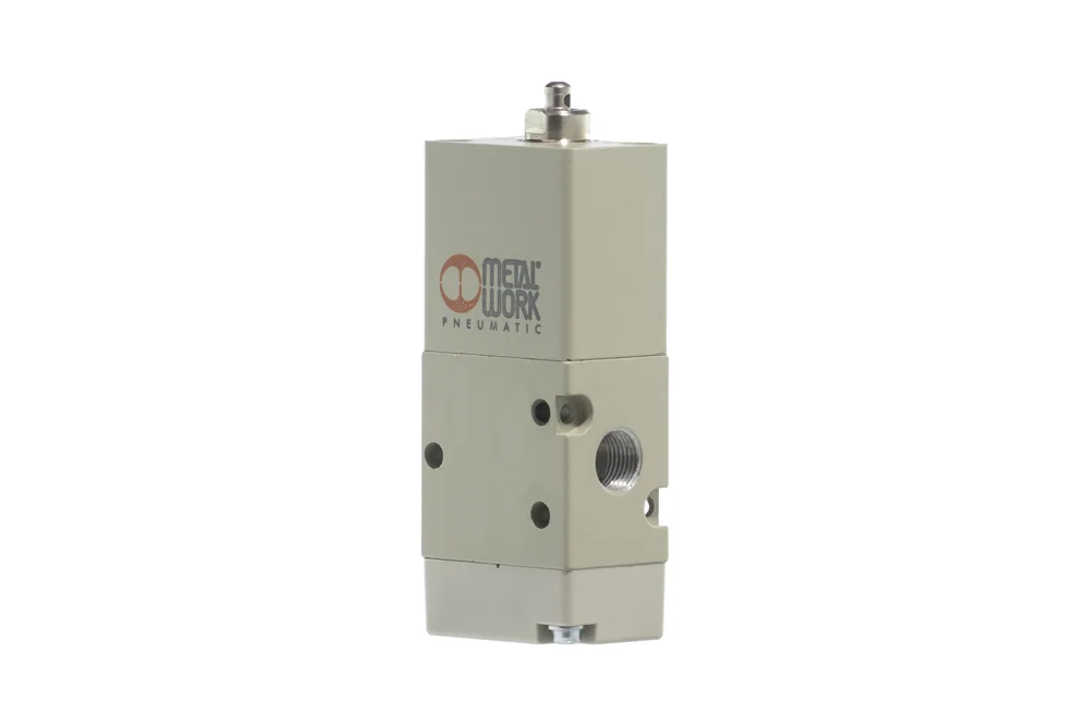 Pneumatic manually operated push-button directional valve with assist, 3/2, series 70