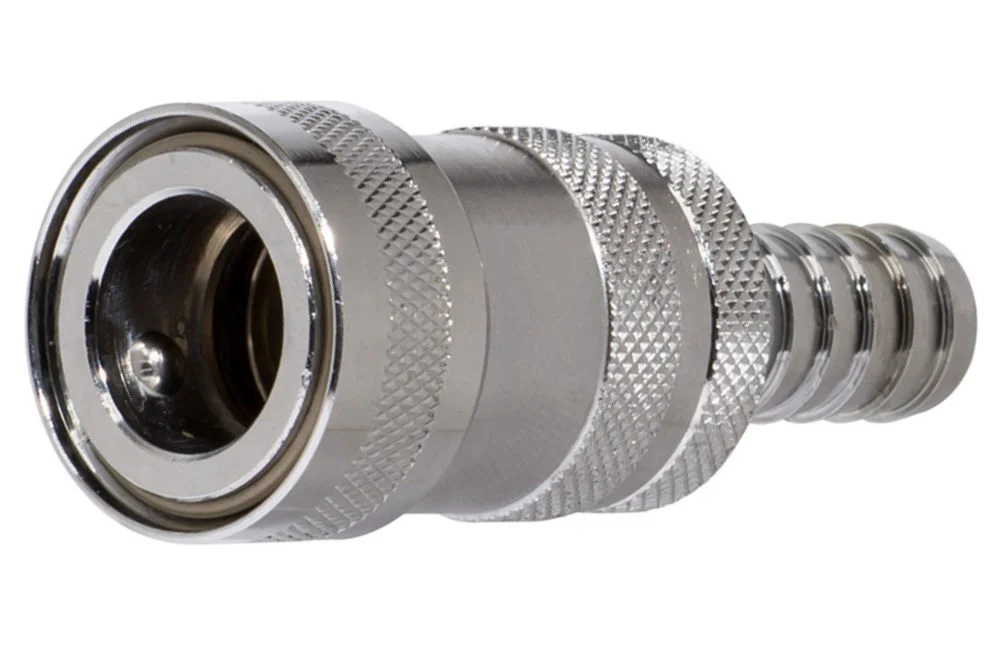NiTO 1/2" quick coupling socket for water with hose tail and shut-off valve, brass