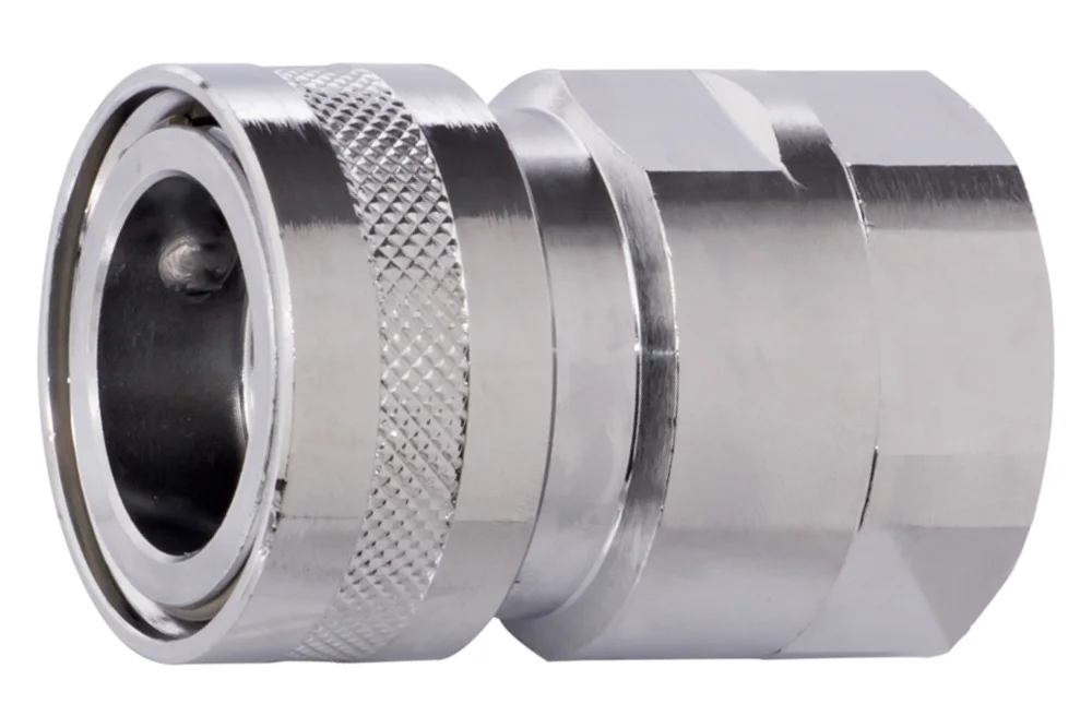 Water quick coupling female NiTO 3/4" with female thread and shut-off valve, brass
