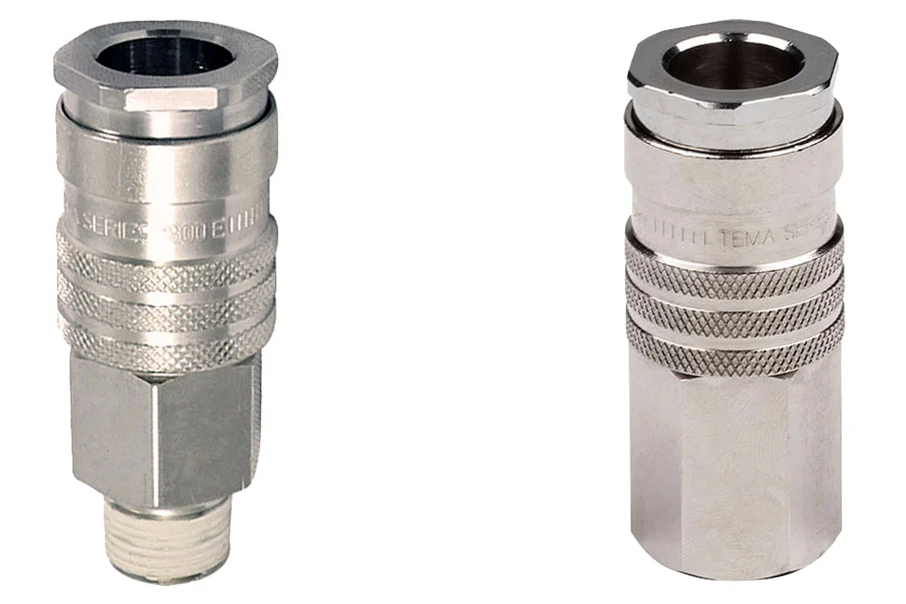 Socket of DN10 quick coupling with valve, threaded, nickel-plated brass, 1800 series