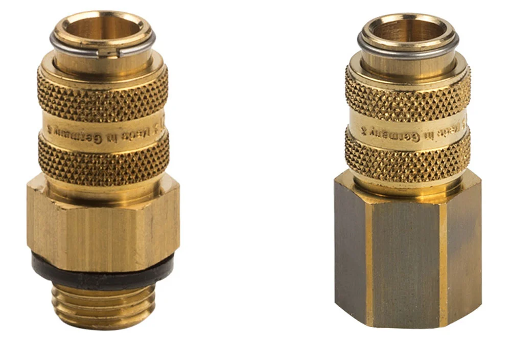 Quick coupling socket DN5 with valve, threaded, brass, series 21KA