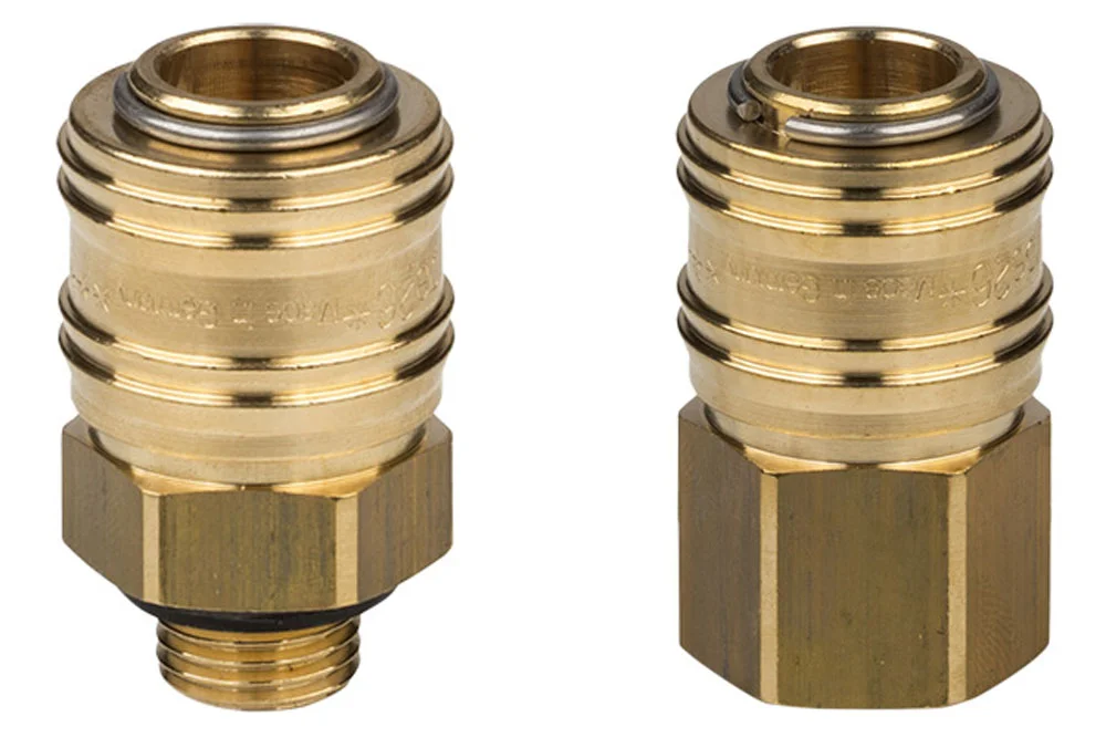 Quick coupling socket DN7.2 Eurostandard with valve, with thread, brass, series 26KA