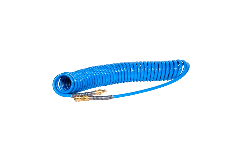 Polyurethane spiral pneumatic line with 26KA type quick couplings