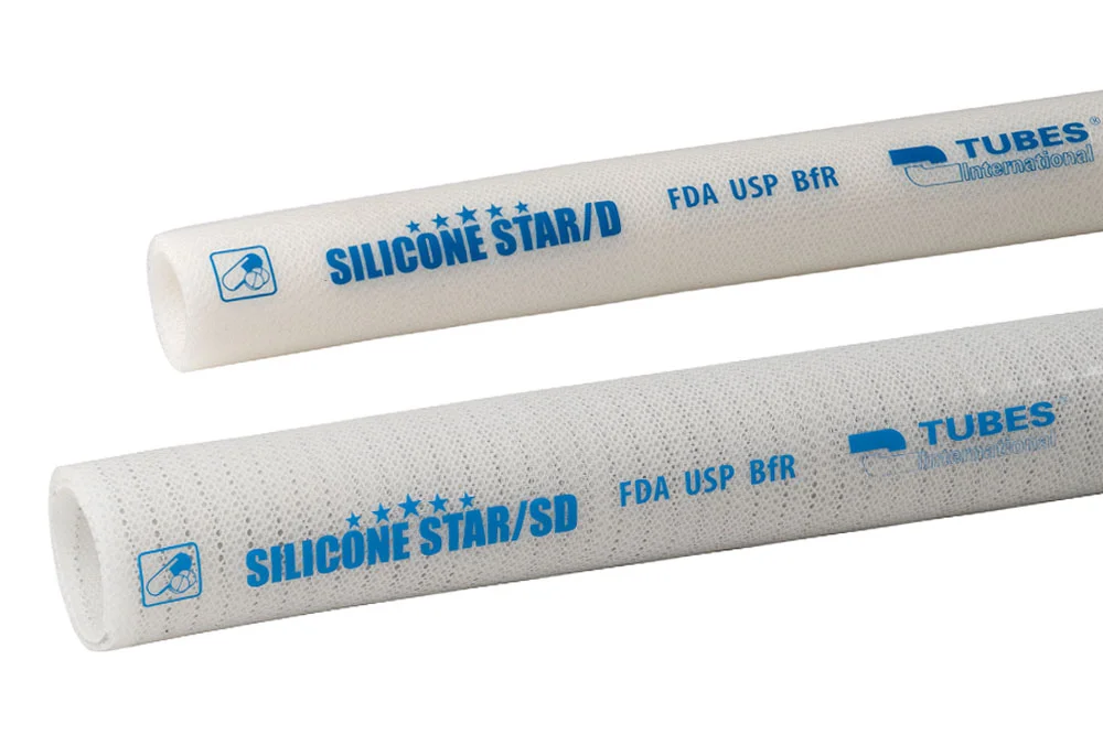 Silicone delivery and suction and delivery hose, platinum-cured, SILICONE STAR D and SD