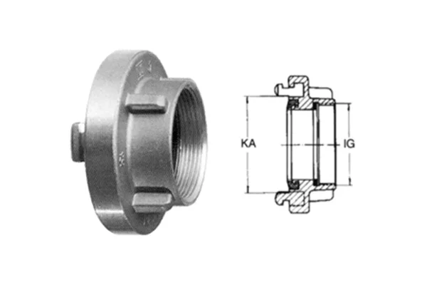 STORZ fire coupling with female BSP thread and reducer, stainless steel