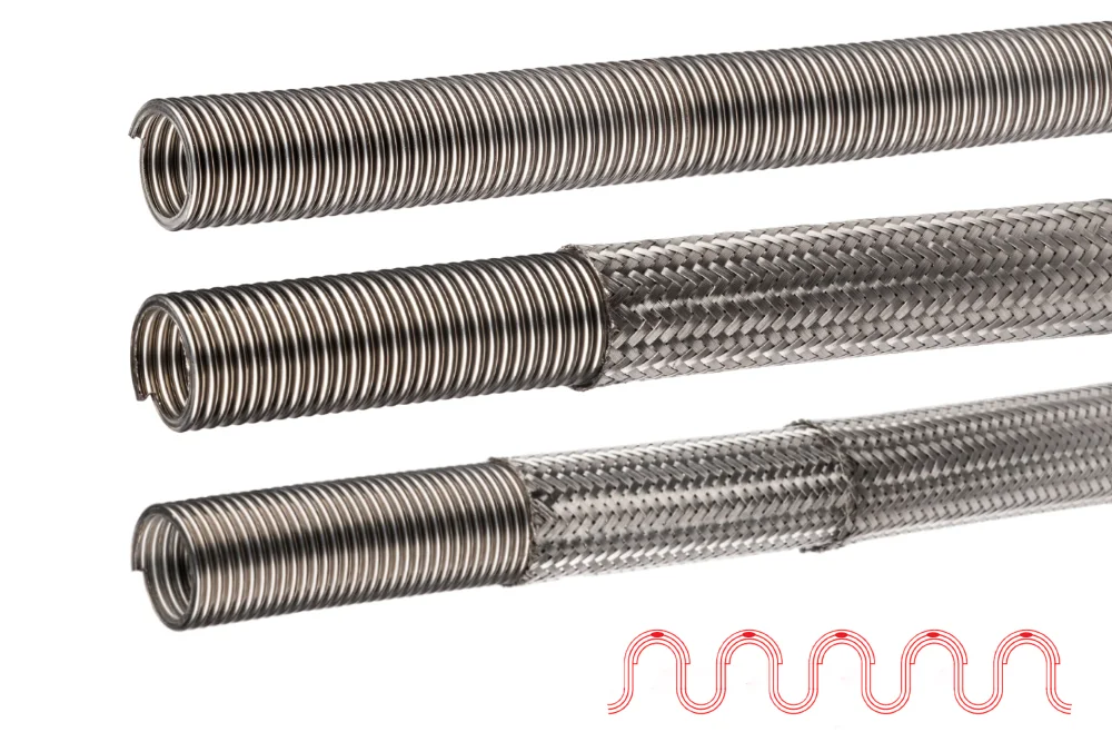 Multilayer steel hose spiral corrugated for high pressures and vibration damping BOA DUO®