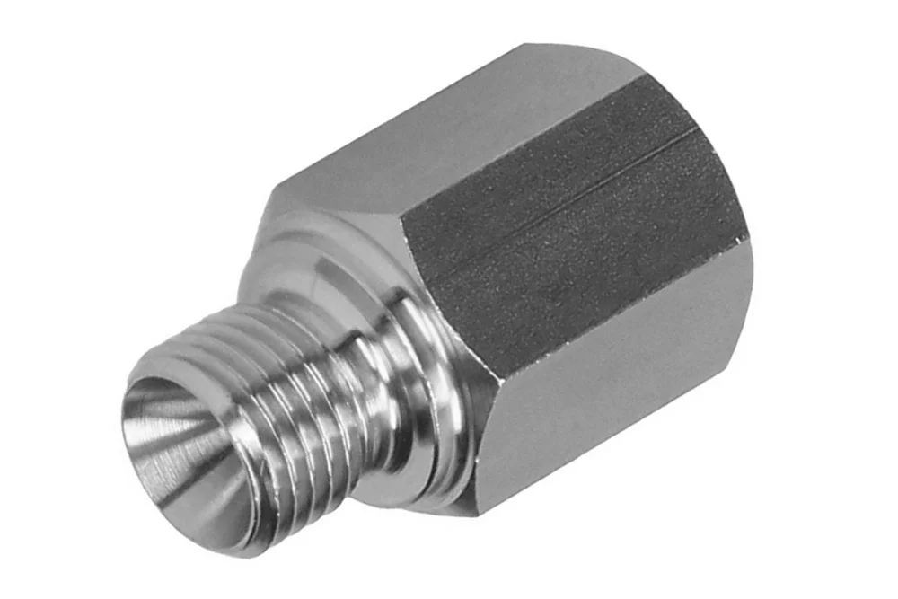 Adaptor with male thread BSP/female thread BSP, stainless steel, type A103