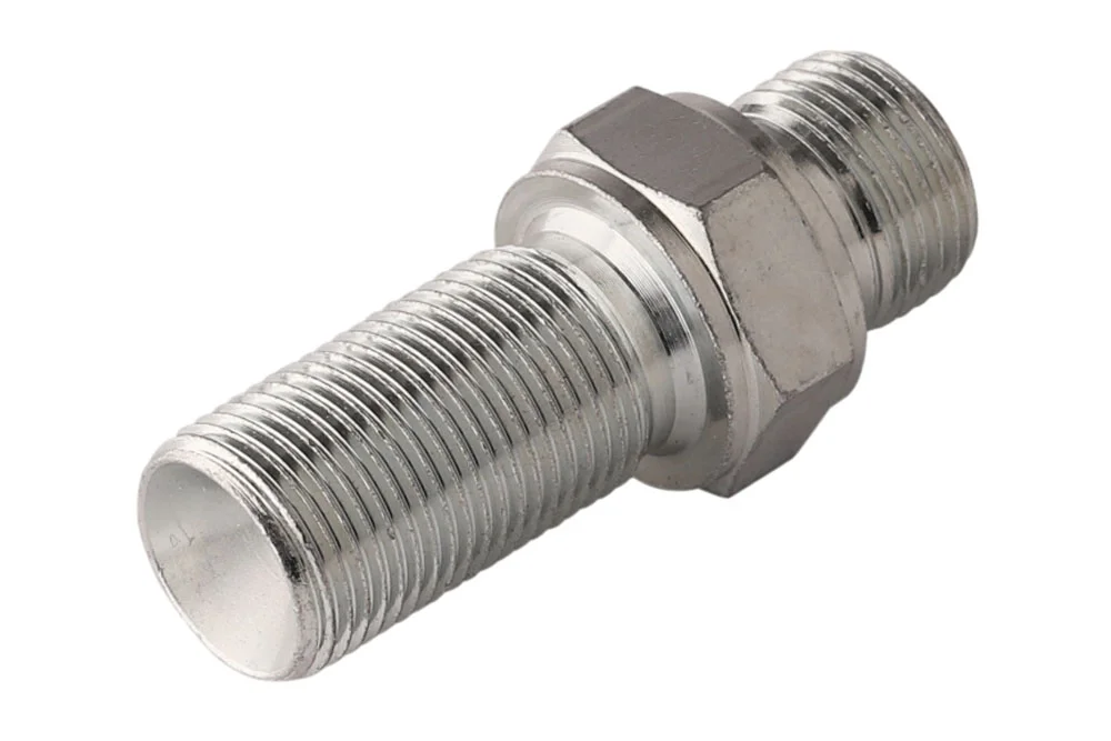 Adaptor - hydraulic bulkhead nipple male thread BSP, without nut, zinc-plated carbon steel, type A107