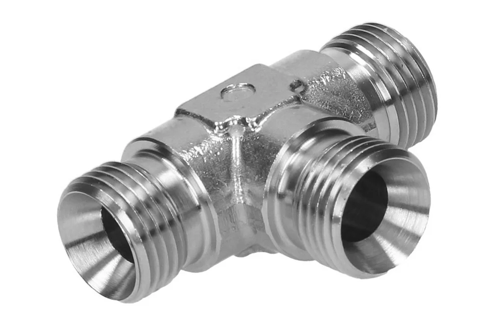 Adaptor - tee with BSP male thread, stainless steel, type A109