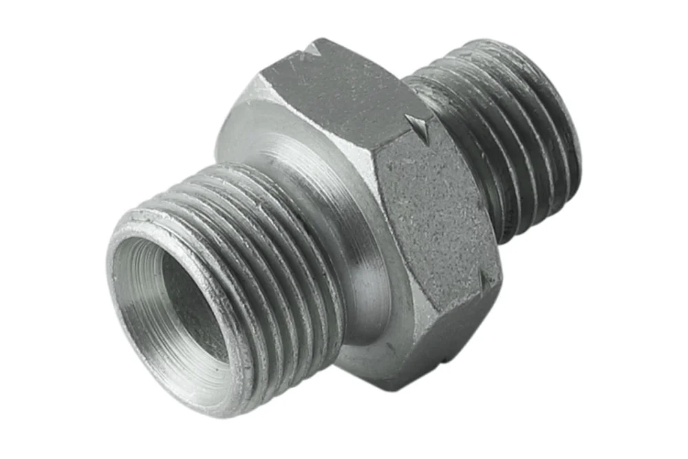Adaptor - nipple male thread BSP x male thread metric, carbon steel, type A601