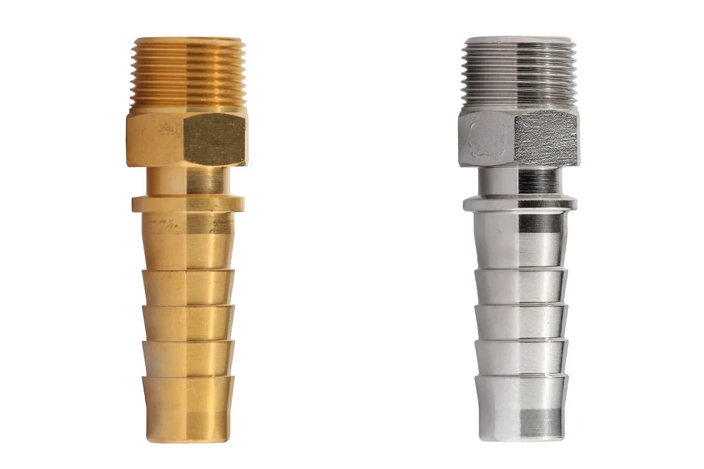 Steam hose tail according to EN 14423 with BSPT male thread, type SSF
