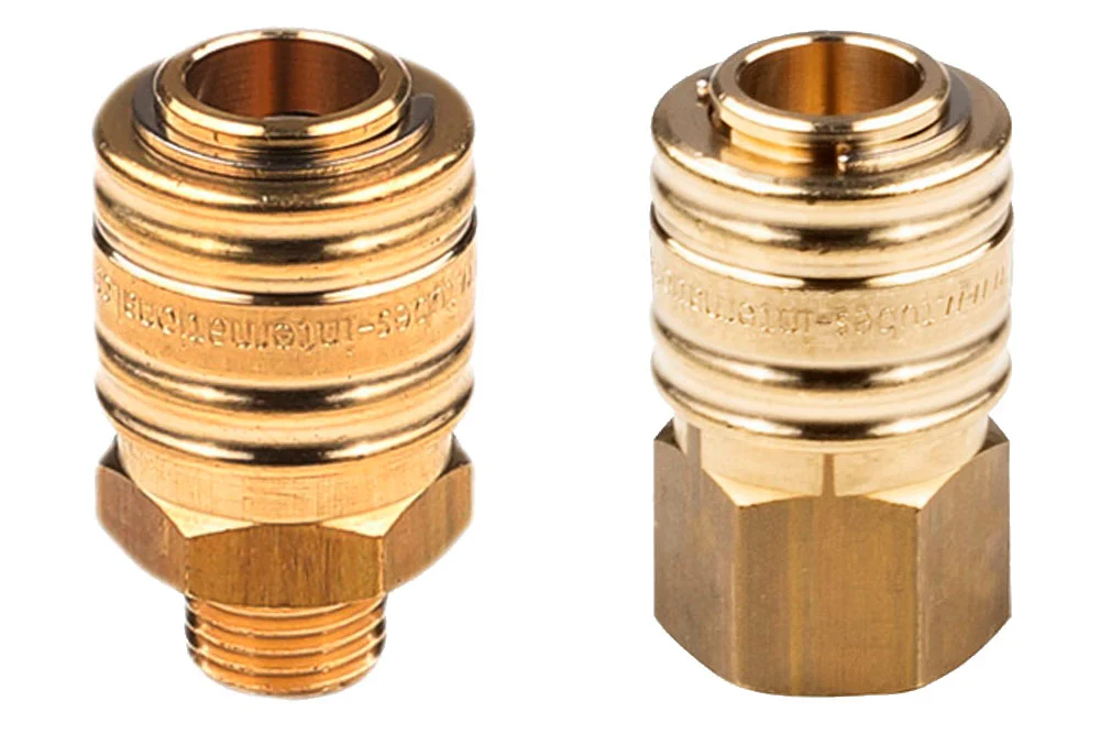 Air quick coupling socket DN7.2 Eurostandard with valve, with thread, 16 bar