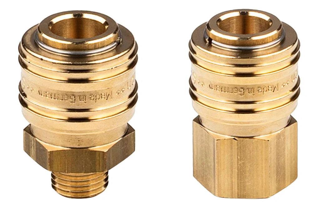 Air quick coupling socket DN7,2 Eurostandard with valve, with thread, 35 bar