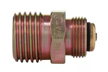 Nypel samozamykający DIN 20040 z gwintem zewnętrznym BSP i Rd, żeliwo ocynkowane