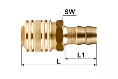 Gniazda szybkozłącz jednostronnie odcinające do węży  Eurostandard z mosiądzu